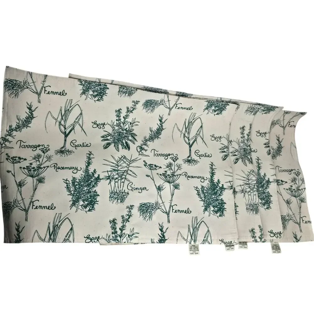 Vintage 1993 Kismet Cotton Placemats Set of 4 Botanical Herb Garden Cottagecore